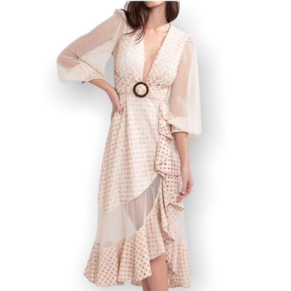 PATBO Eyelet and Mesh MIdi Dress